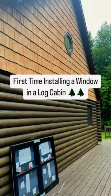 Installing a window into a log cabin for the first time. 

We love to see natural light transform the living space.