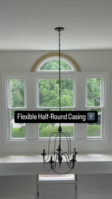 Flexible polyurethane casing used to finish the half round window. Installed and ready for paint.

Always our favorite piece of trim!